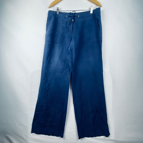 Tommy Bahama Pants - Tommy  Bahama women's Sz: 10 Wide leg pants Flat front Mid rise Linen Navy blue
